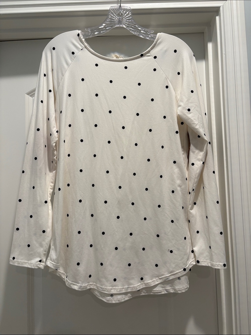LAST CHANCE! Women's Cream Polka Dot Long Sleeve Top